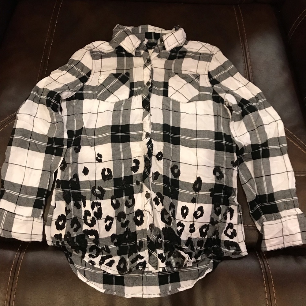 Justice size 16  plaid long sleeve button up shirt